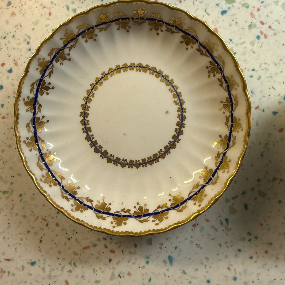 Elegant Gold and Blue Rimmed Plate